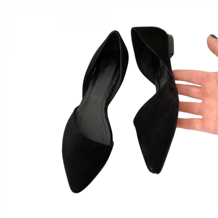 Balerini decupati din piele naturala Black Ambra [2]