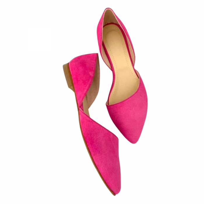 Balerini decupati din piele naturala Fucsia Ambra [2]