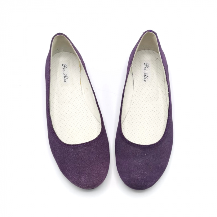 Balerini din piele intoarsa cu varf rotund Deep Purple, 35 [2]