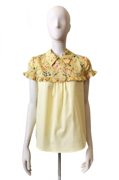 Bluza galbena cu maneca scurta si guler tip camasa [4]