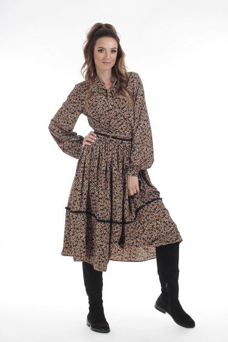 Bluza cu imprimeu floral cu maneci lungi si funda [2]