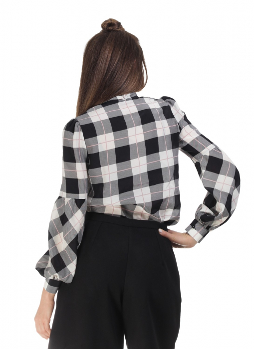 Bluza dama office din matase naturala in carouri, 40 [3]