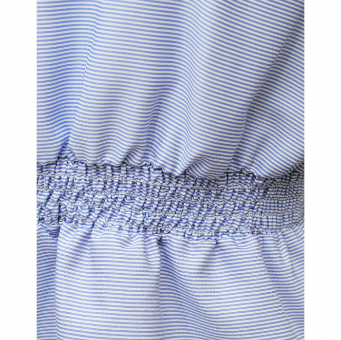 Bluza dama office din bumbac bleu cu volan la maneci [4]