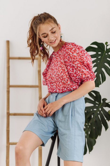 Bluza rosie cu maneci bufante [2]