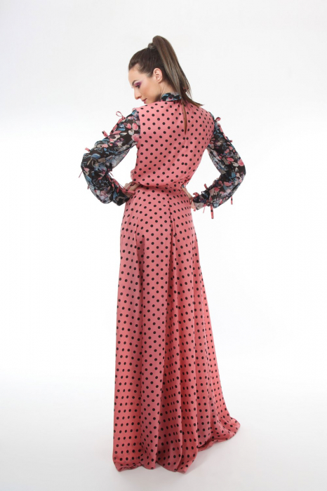 Bluza office roz din voal mixed prints [2]
