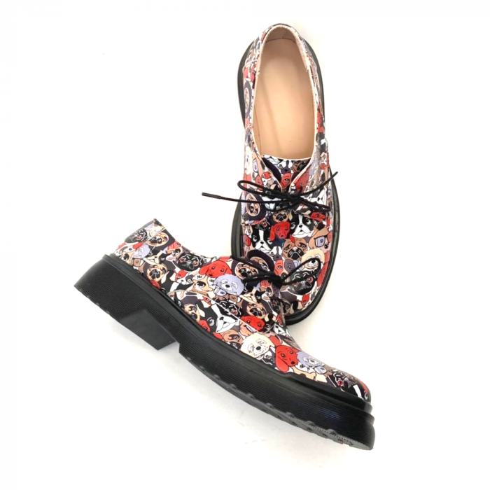 Pantofi din piele naturala cu imprimeu multicolor Dogs Clara [3]