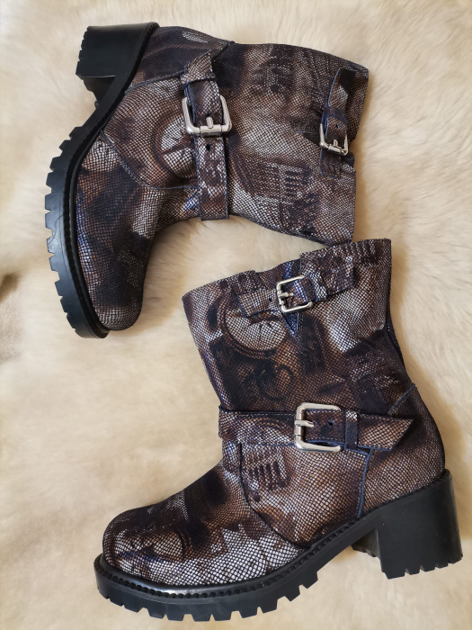 Bocanci dama din piele naturala cu catarame Bike O'clock, 36 [4]