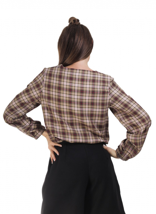 Bluza dama casual din bumbac in carouri [3]