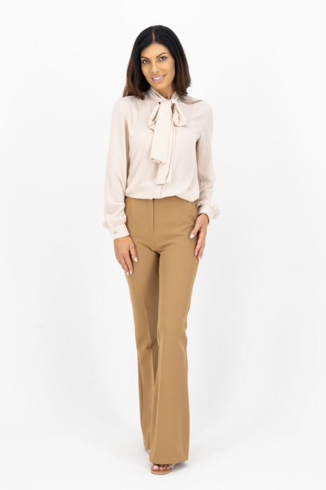 Camasa dama office cu maneca lunga si funda Bej [3]
