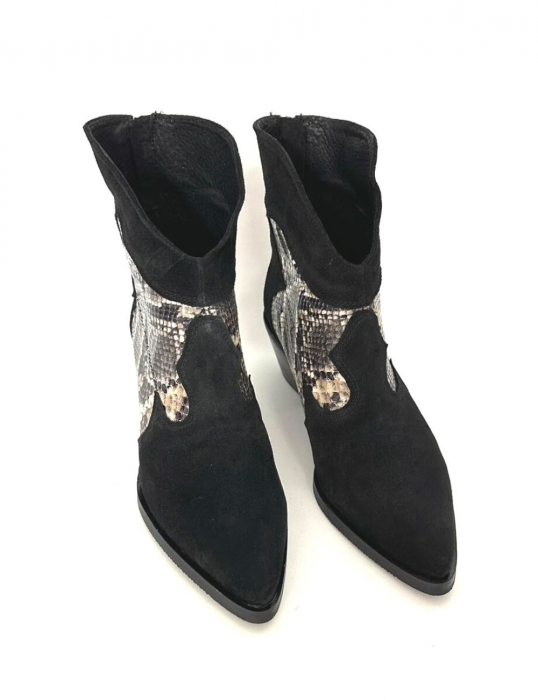 Ciocate dama din piele intoarsa Black Ara cu insertie piele snake [4]