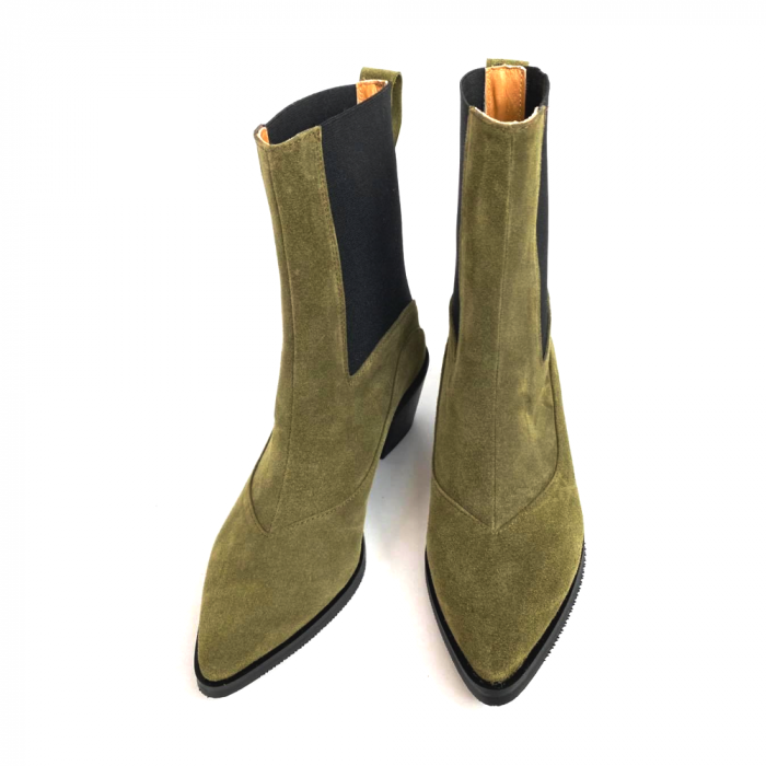 Ciocate dama din piele intoarsa verde kaki Cher [4]
