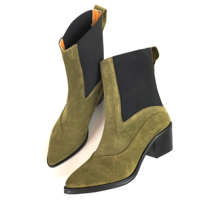 Ciocate dama din piele intoarsa verde kaki Cher [2]