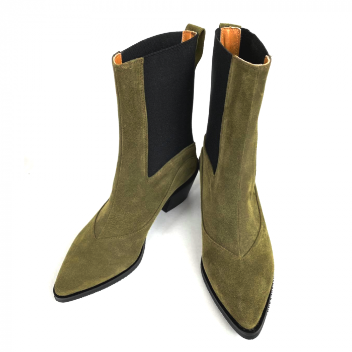 Ciocate dama din piele intoarsa verde kaki Cher [5]