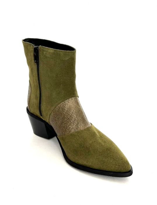 Ciocate dama din piele intoarsa Green Quinn cu insertie bronz [3]
