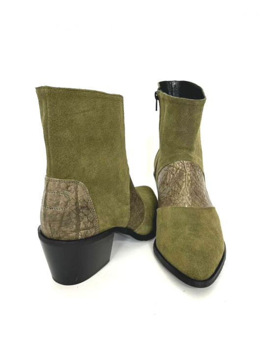 Ciocate dama din piele intoarsa Green Quinn cu insertie bronz [5]