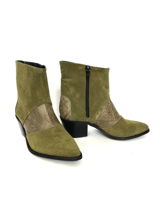 Ciocate dama din piele intoarsa Green Quinn cu insertie bronz [4]