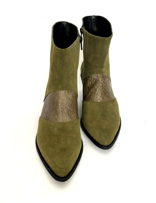 Ciocate dama din piele intoarsa Green Quinn cu insertie bronz [2]