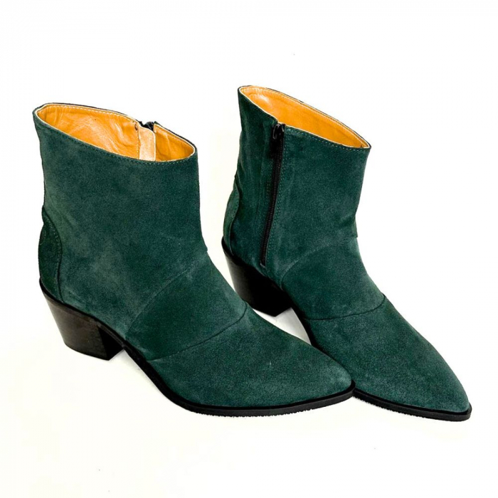Ciocate dama din piele intoarsa verde smaralad Quinn [5]