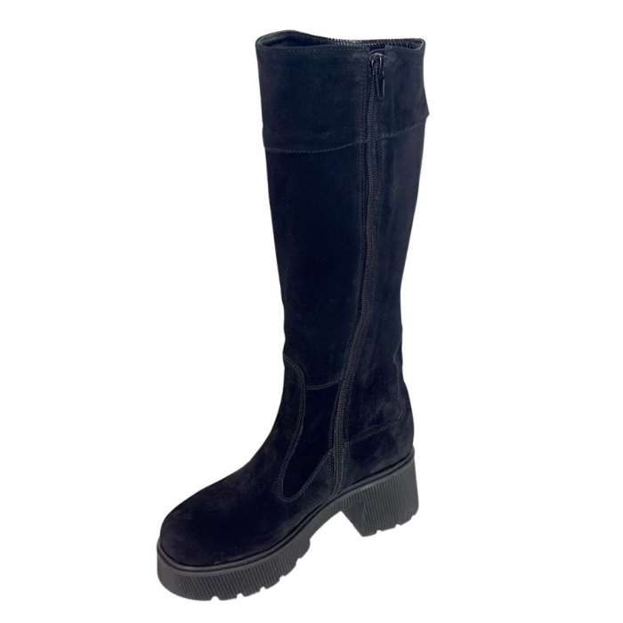 Cizme dama din piele intoarsa cu platforma Dina Black [3]