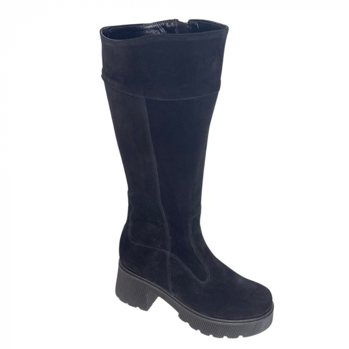 Cizme dama din piele intoarsa cu platforma Dina Black [2]