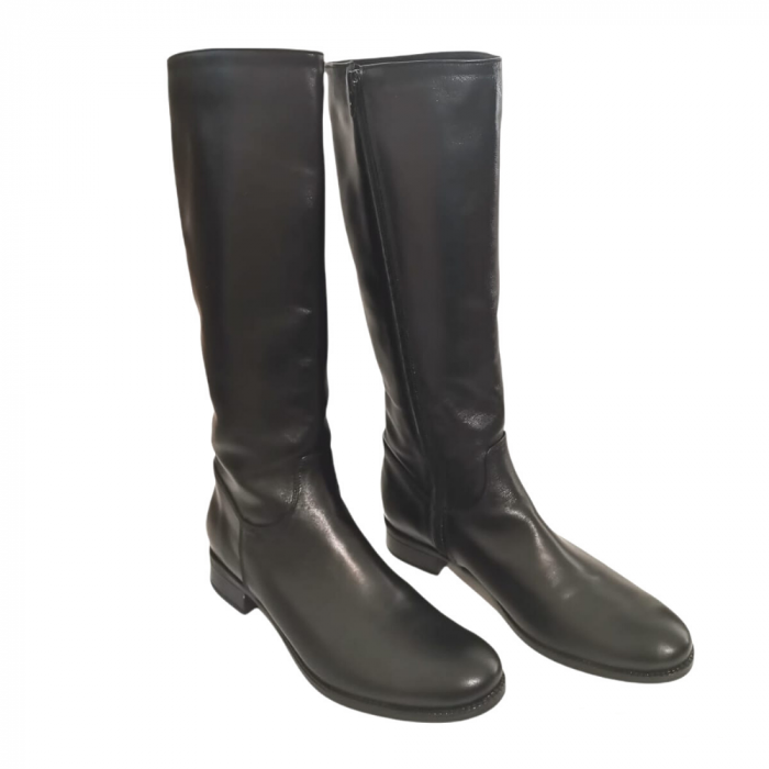 Cizme lungi cu talpa joasa Black Greta [2]