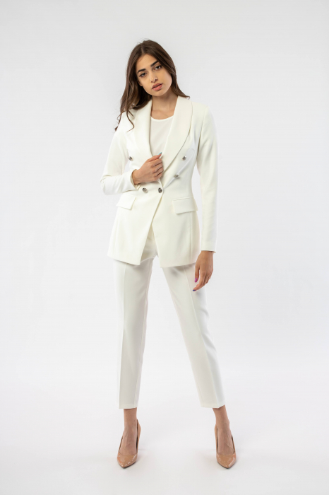 Costum office alb cu sacou si pantaloni Sierra [2]