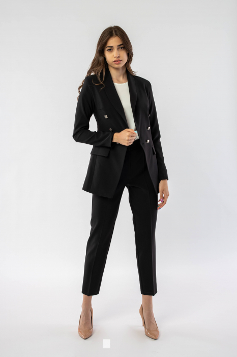 Costum office negru cu sacou si pantaloni Sierra [3]