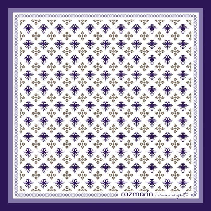 Eșarfă de mătase naturală model ACVILA BICEFALĂ 65X65cm [3]