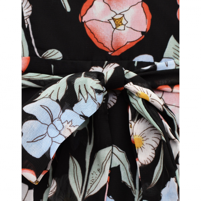 Rochie midi din voal cu flori mari si maneci scurte [5]