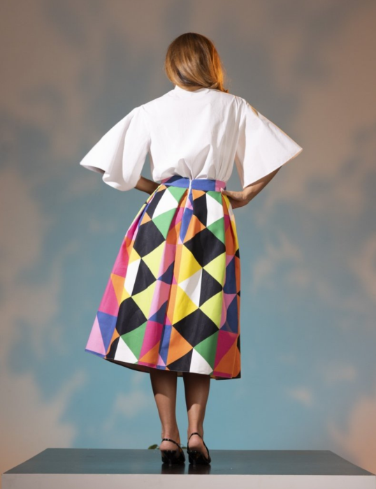 Fusta midi See the Rainbow cu buzunare laterale [3]