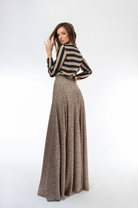 Bluza dama cu maneci lungi din matase naturala cu volan, 40 [3]