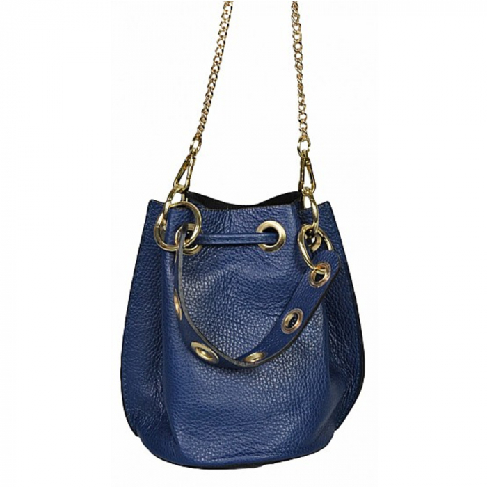 Gentuta tip bucket din piele naturala albastra Alcina [5]