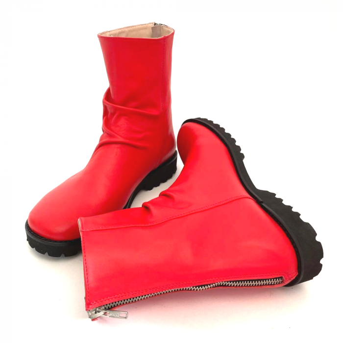 Ghete dama din piele naturala Red Felicia cu fermoar la spate [4]