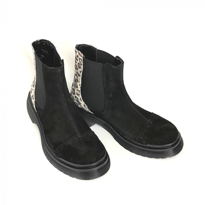 Ghete dama din piele intoarsa Black Fabiola animal print [4]