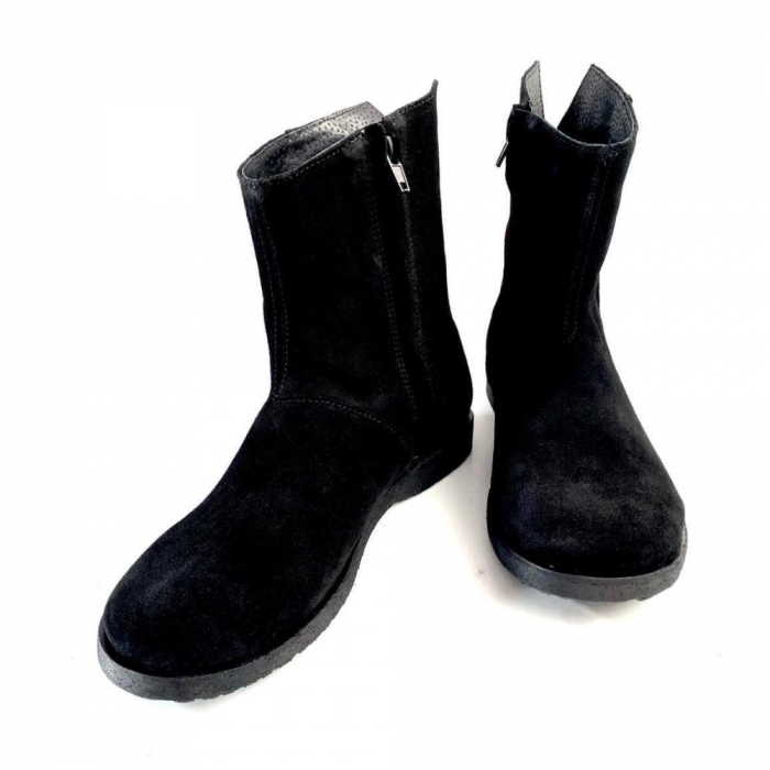 Ghete dama din piele intoarsa cu despicatura la spate Black Raya, 40 [4]
