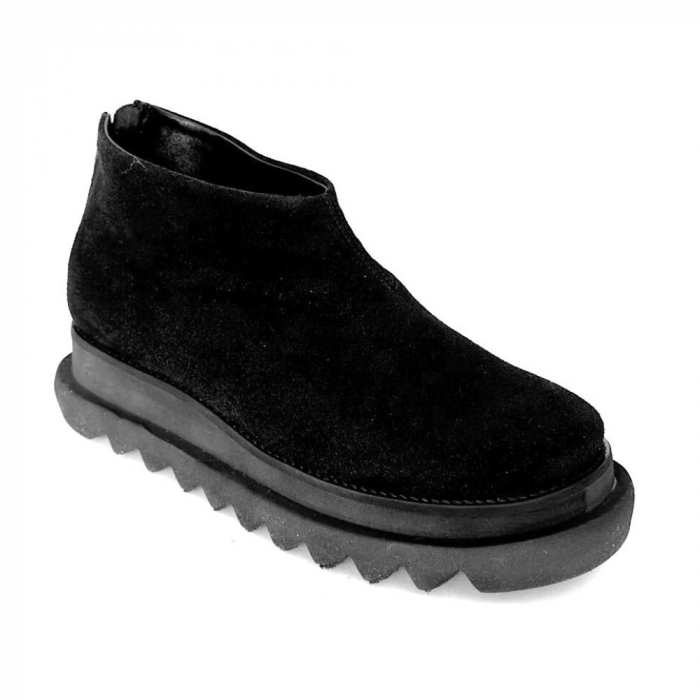 Ghete dama din piele intoarsa cu fermoar la spate Black Tami [2]