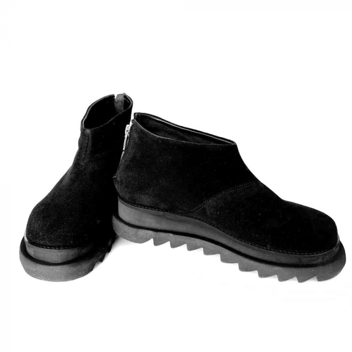 Ghete dama din piele intoarsa cu fermoar la spate Black Tami [3]