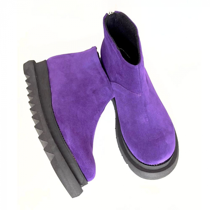 Ghete dama din piele intoarsa cu fermoar la spate Mauve Tami [2]