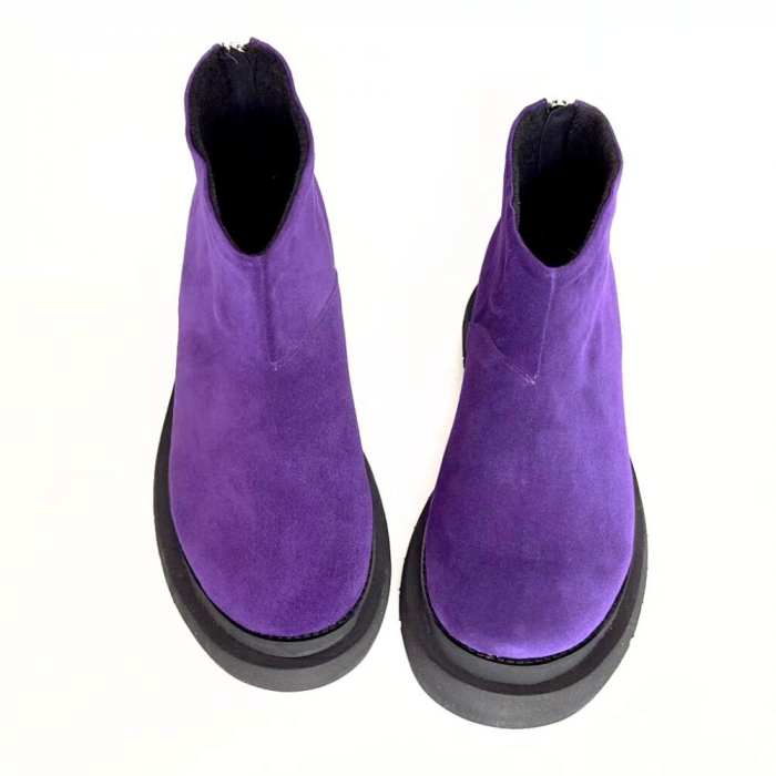 Ghete dama din piele intoarsa cu fermoar la spate Mauve Tami [3]
