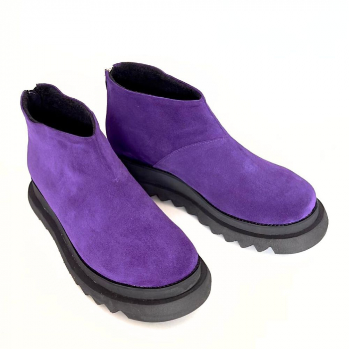 Ghete dama din piele intoarsa cu fermoar la spate Mauve Tami [4]