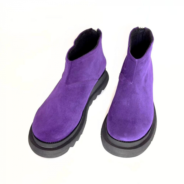 Ghete dama din piele intoarsa cu fermoar la spate Mauve Tami [5]
