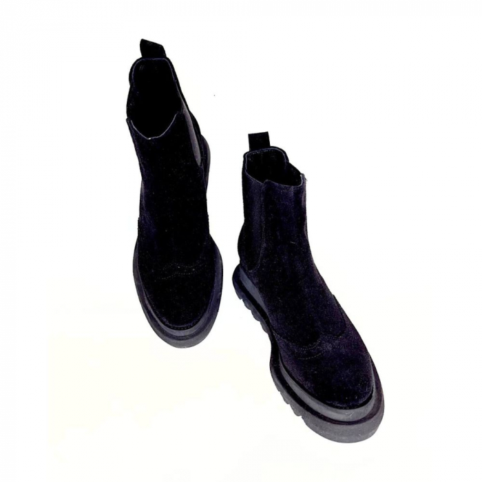 Ghete dama din piele intoarsa cu talpa extralight Black Linda [5]