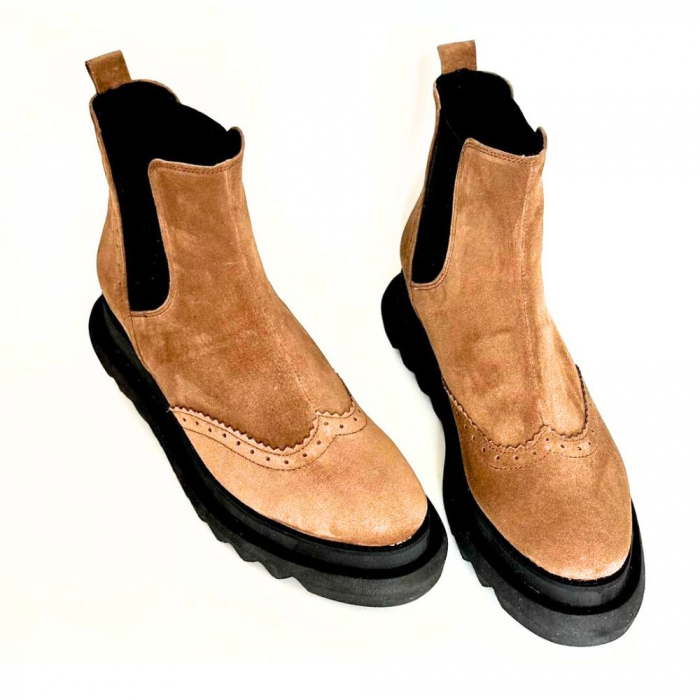 Ghete dama din piele intoarsa cu talpa extralight Camel Linda [5]