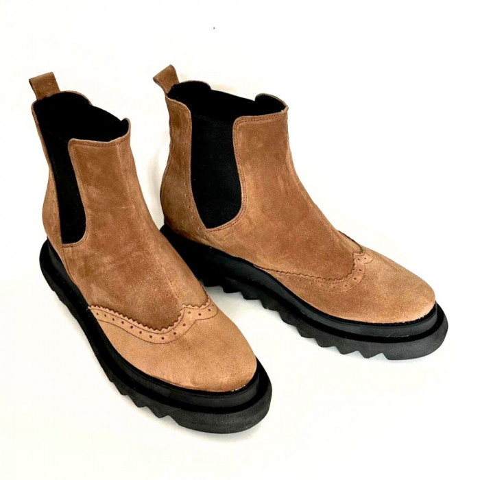 Ghete dama din piele intoarsa cu talpa extralight Camel Linda [2]