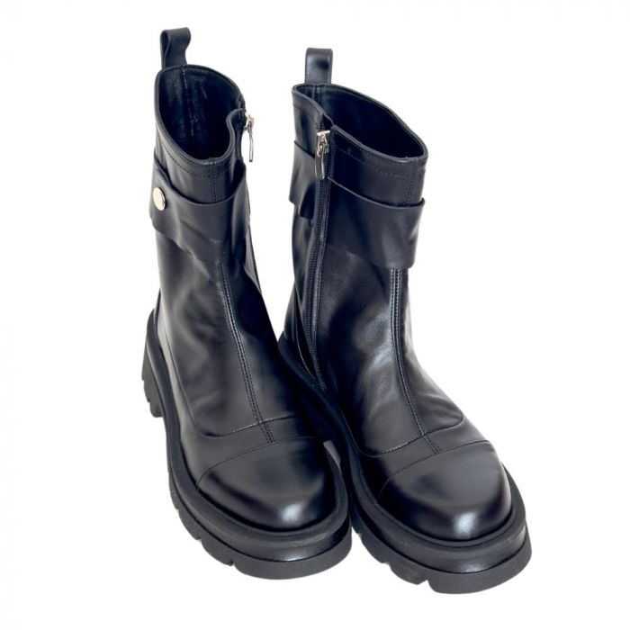 Ghete dama din piele naturala cu talpa usoara Genny Black [3]