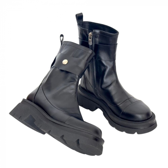 Ghete dama din piele naturala cu talpa usoara Genny Black [4]
