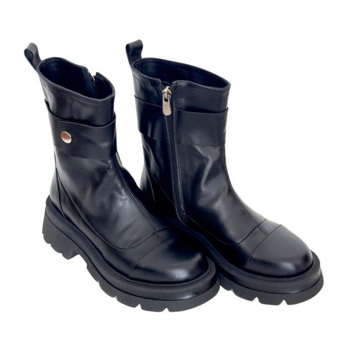 Ghete dama din piele naturala cu talpa usoara Genny Black [2]