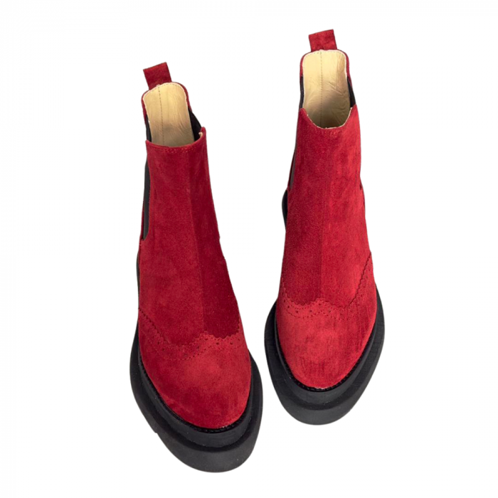 Ghete dama din piele intoarsa cu talpa extralight Linda Red [3]