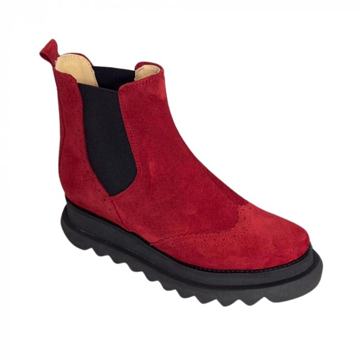 Ghete dama din piele intoarsa cu talpa extralight Linda Red [2]