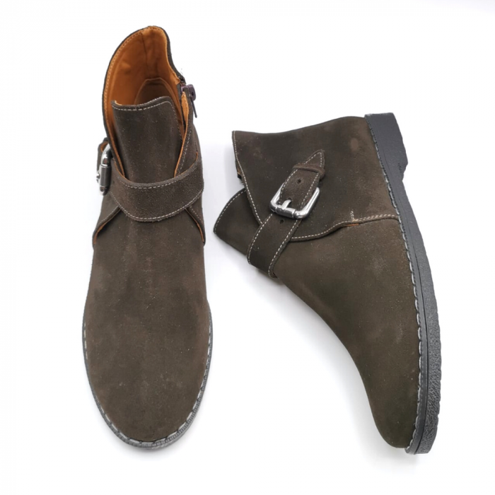 Ghete dama din piele intoarsa maro cu catarama Nord Brown, 37 [4]